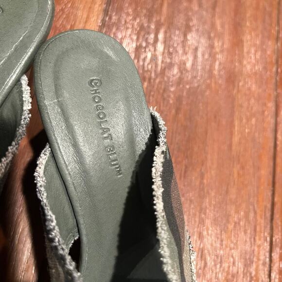 Chocolat Blu Camo Wild Two Strap Criss Cross Wedge Sandal Shoe Size 6 - Picture 7 of 8